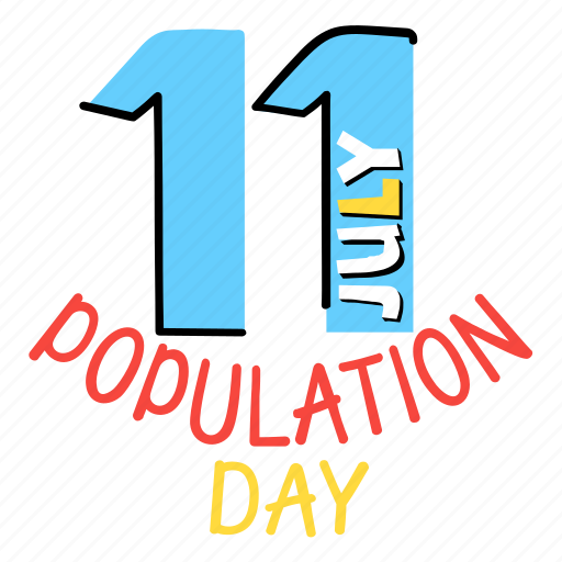 Population day, 11 july, date, world population, schedule sticker - Download on Iconfinder