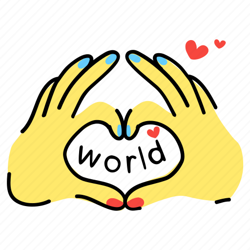 Hand gesture, love, hand sign, hand heart, world love sticker - Download on Iconfinder