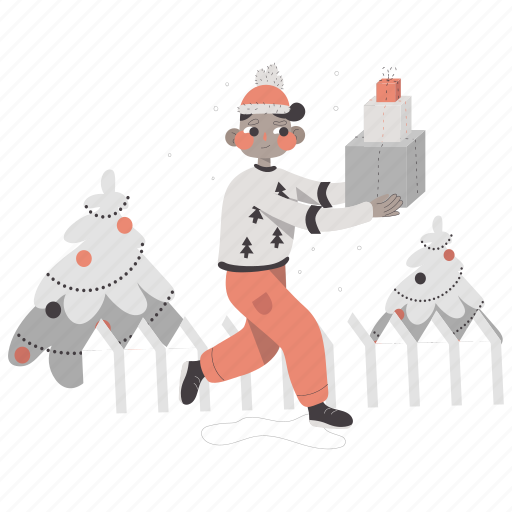 Man, bought, gifts, christmas, xmas, winter, presents illustration - Download on Iconfinder