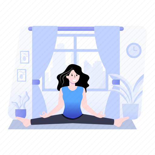 Seated angle, seated pose, wide seated, yoga, exercise illustration - Download on Iconfinder