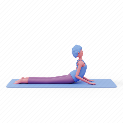Upward, dog, yoga, pose, woman, fitness, meditation 3D illustration - Download on Iconfinder