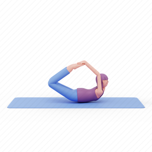 Bow, yoga, pose, woman, fitness, meditation 3D illustration - Download on Iconfinder