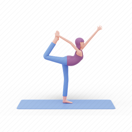 Dancer, yoga, pose, woman, fitness, meditation 3D illustration - Download on Iconfinder