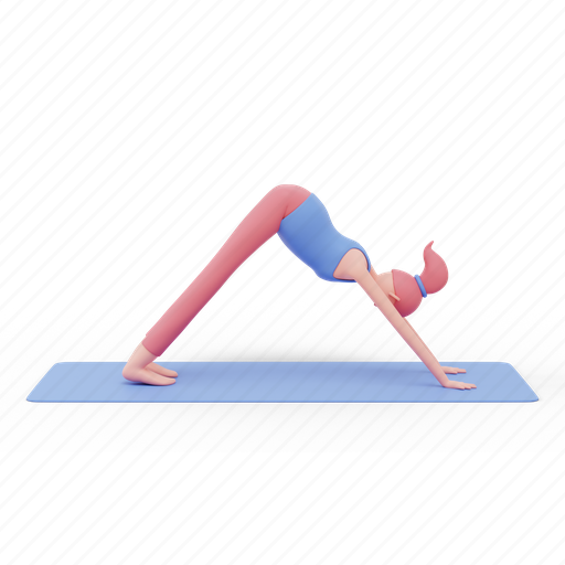 Downward, dog, yoga, pose, woman, fitness, meditation 3D illustration - Download on Iconfinder