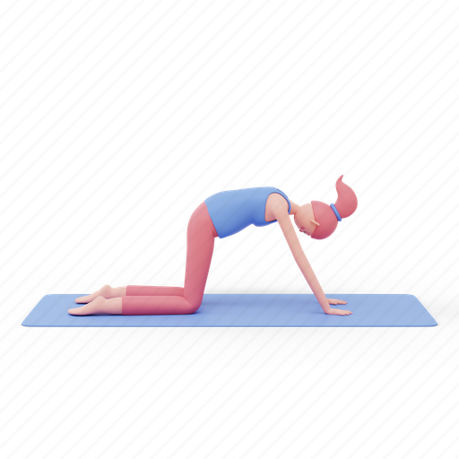 Cat, yoga, pose, woman, fitness, meditation 3D illustration - Download on Iconfinder