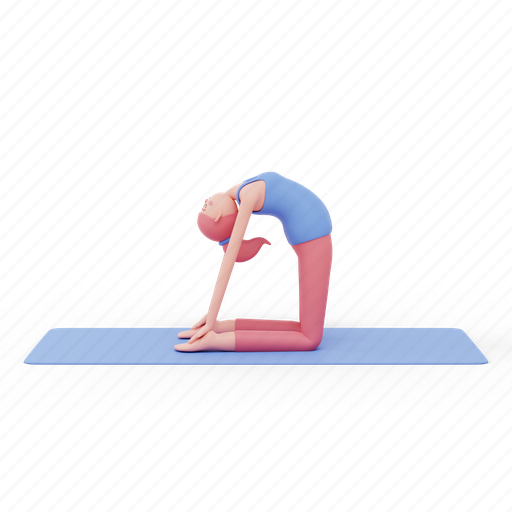 Camel, yoga, pose, woman, fitness, meditation 3D illustration - Download on Iconfinder