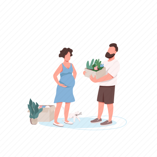 Young, family, pregnancy, relocation, moving illustration - Download on Iconfinder