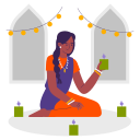 diwali tradition, woman, diwali, deepavali, light festival, indian culture, india, celebrating, traditional