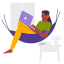 enjoy the work, hammock, relax, laptop, headphone, work from home, freelance, freelancer, remote working 