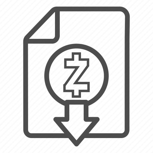 Cash, document, down, download, out, zcash icon - Download on Iconfinder