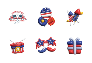 3D Illustration Elements of Independence Day 4 July