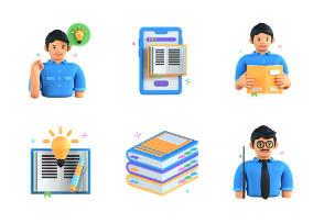 3D Learning and Education Illustrations Set