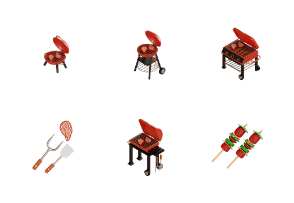 Bbq grill illustration with machine grill 3d