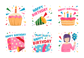 Birthday party stickers pack