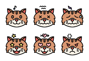 Cat Emoji Color Outline