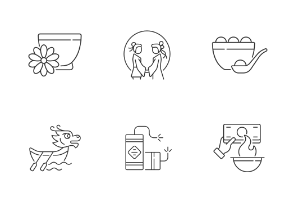 Chinese holidays icons. Linear. Outline