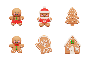 Christmas Gingerbread Cookies Set