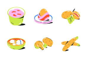 Collection of flat style animated food