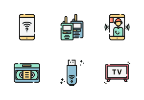 Communication And Media With Outline And Color Iconset