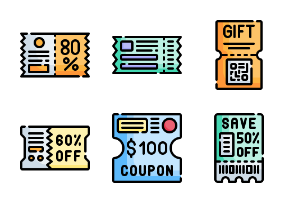 Coupon and Voucher filled outline