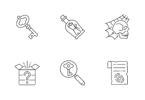 Escape room icons. Linear. Outline