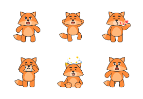 Fox character showing various emotions
