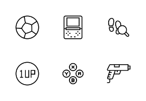 Game, Gaming, and game peripheral. In line, outline, and linear style