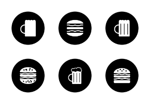 Hamburger and beer - circle filled