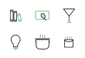Household Objects Line Green & Black