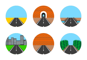 Icons of road landscapes