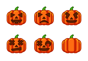 Pumpkins Emoticon (Filled Line)