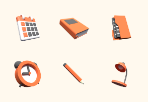 School and office tools 3d illustration
