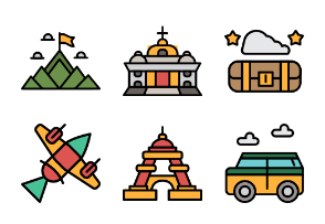 Set of illustration collections with the concept of traveling around the world