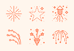 Simple Set of Firework. Vector Line Icons.