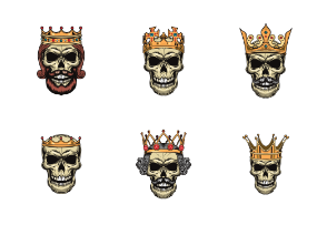 Skulls in crowns