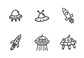 Spaceships Hand Drawn
