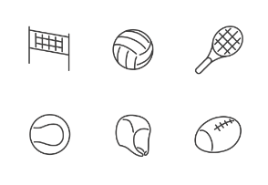 Sports with balls and accessories in line style