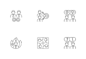 Teamwork icons. Linear. Outline
