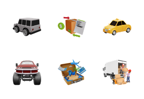 transportation, transport, packet, bus, drive, car, globe 3D Illustration