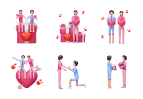 Valentines Couple 3D Character Illustration