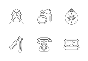 Vintage icons. Linear. Outline