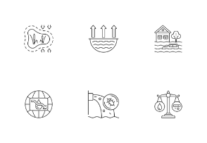 Water crisis icons. Color. Filled