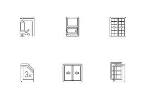 Window and door installation services icons. Linear. Outline